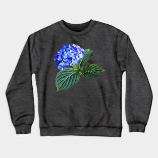 Hydrangeas - Dark Blue Hydrangea with Leaves Crewneck Sweatshirt